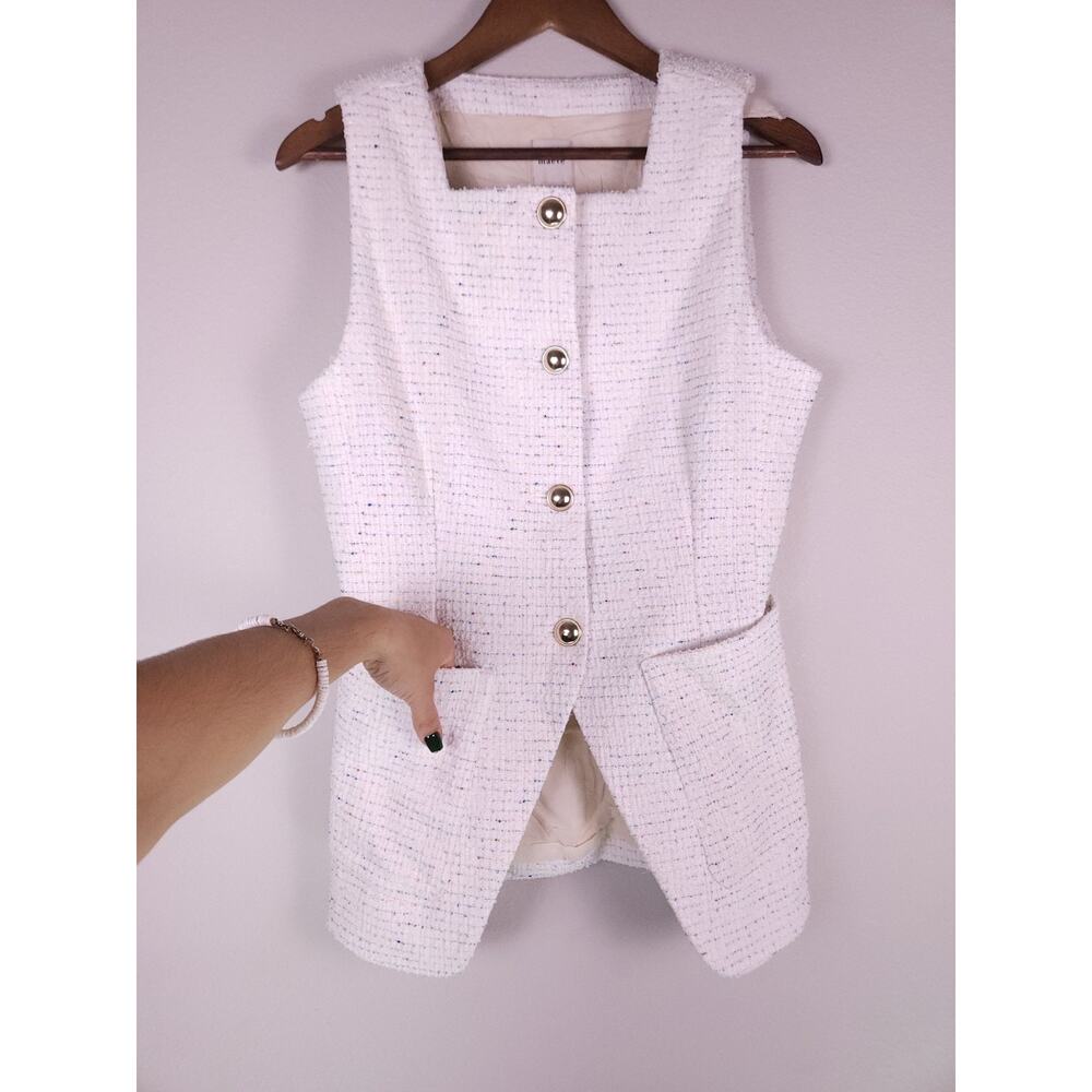 Maeve Anthropologie Tweed Sleeveless Vest Top S White Multicolor - Picture 3 of 13